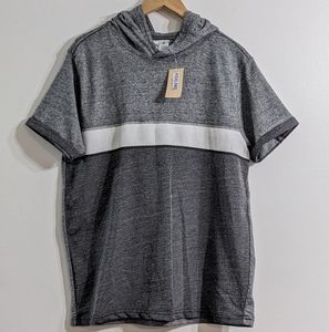 Men's Black Color Block Pullover Hoodie, Short Sleeve, Size Medium, New With Tag